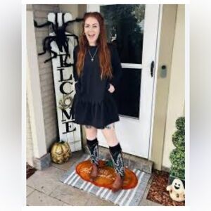 Serra Black oversized sweat shirt dress w pockets ladies XL